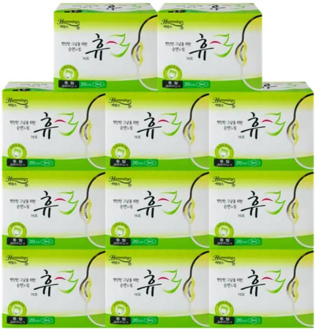 허밍스 편안한 쉼 휴 순면감촉 울트라슬림 생리대, 20개입, 11개