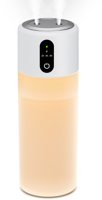 SUNGOD 미니 가습기 듀얼미스트 500ml 무소음 무선 무드등 가정용 차량용 사무실 탁상용, 화이트, J8