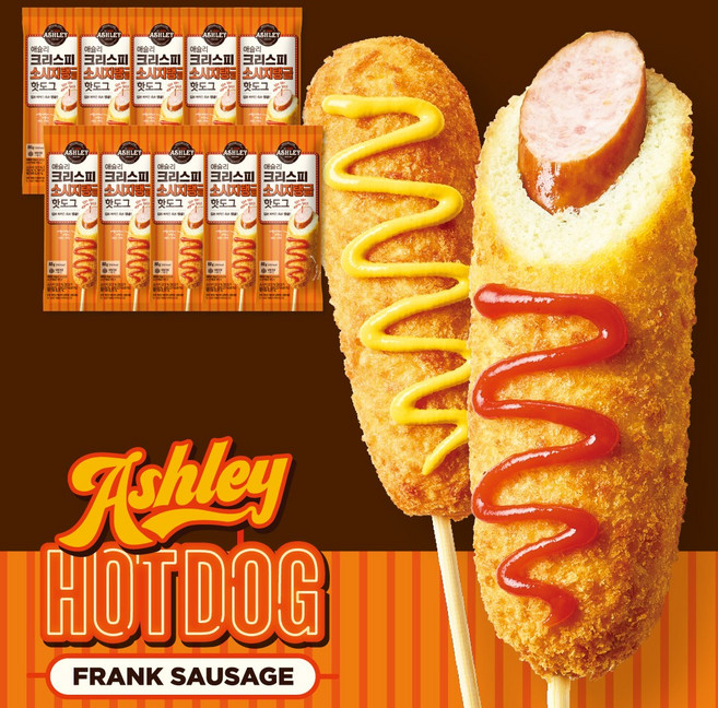 애슐리 크리스피 소시지 탱글 핫도그 10개입, 10개, 80g