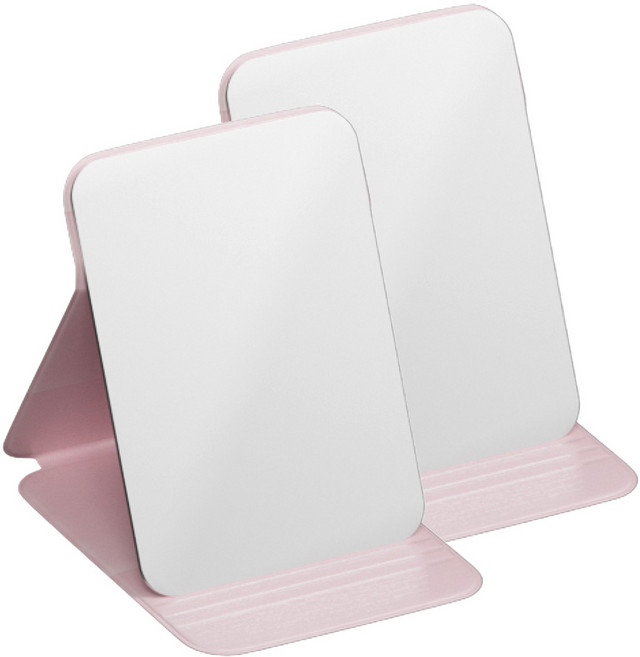 싱글레이드 사이즈업 휴대용 접이식 손거울, 2개, 벚꽃핑크