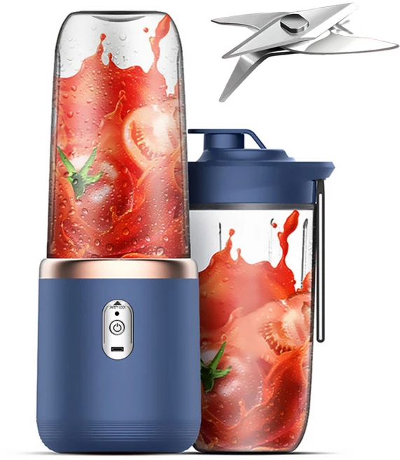 1인용 무선 믹서기 휴대용 블렌더 텀블러형 스무디 쉐이크 컵, 사파이어 블루 400ml - 쿠팡