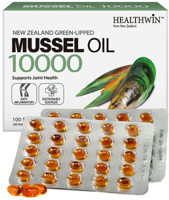 뉴질랜드 헬스윈 초록입홍합오일 그린머슬 10000mg, 2개, 100정