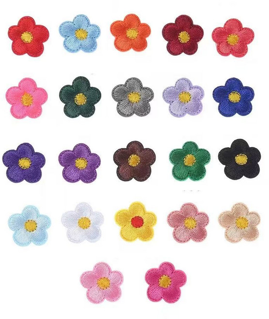 픽클리 리폼 수선 접착식 자수 와펜 미니꽃, 22개, 혼합색상