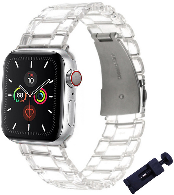 모할랩 애플워치 호환 투명 아크릴 스트랩 + 시계줄 조절기 세트, 42mm/44mm/45mm