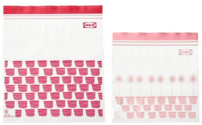 [착불 아님] 이케아 지퍼백 핑크/연핑크 중형 2.5L+1.2L 50개입 이스타드, 1세트, 중(M)