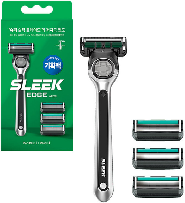 도루코 슬릭 엣지 면도기 세트 면도핸들1+면도날 4입, 1개, 기획팩