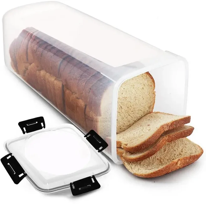 트레이가 있는 플라스틱 빵 보관함 밀폐 뚜껑이 상자 식빵/샌드위치 홀더 파스타 용기, 01 Without Drawer Tray