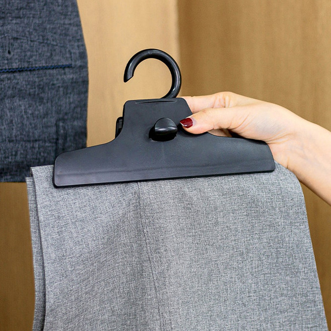 미즈코스 바지 치마 집게 논슬립 회전형 외집게 머플러 자국방지 옷 걸이, 블랙, 5개