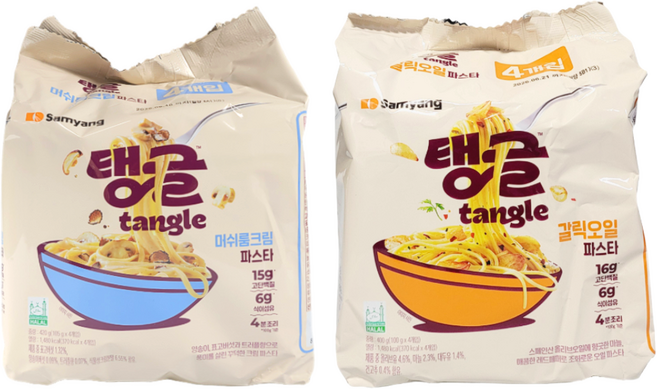 삼양 tangle 탱글 머쉬룸크림파스타1+갈릭오일파스타1, 1개