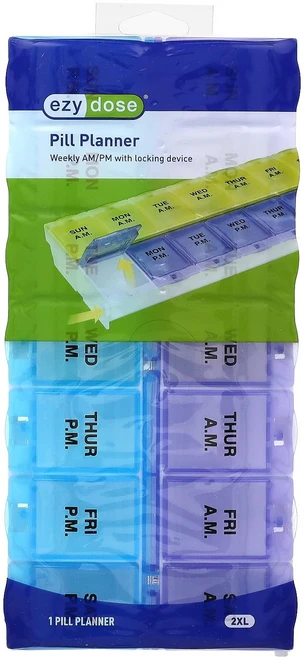 이지 도즈 잠금 장치가 있는 주간 오전/오후 약 복용 플래너 2XL 사이즈 1개입 EZD-67828 - 쿠팡