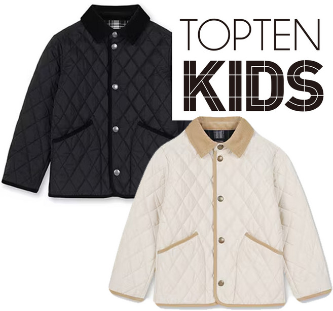 탑텐키즈 아동 간절기 입기 좋은 퀼팅 누빔 코듀로이 배색 카라 자켓 코트