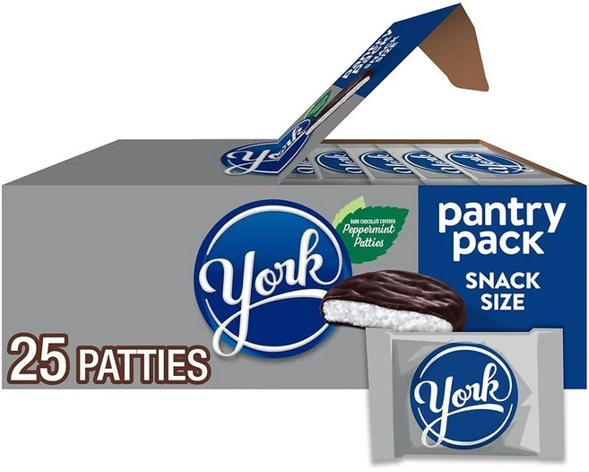 YORK 페퍼민트 다크 초콜릿 스낵 사이즈 팬트리 팩 24개입 1세트, 1 - 쿠팡