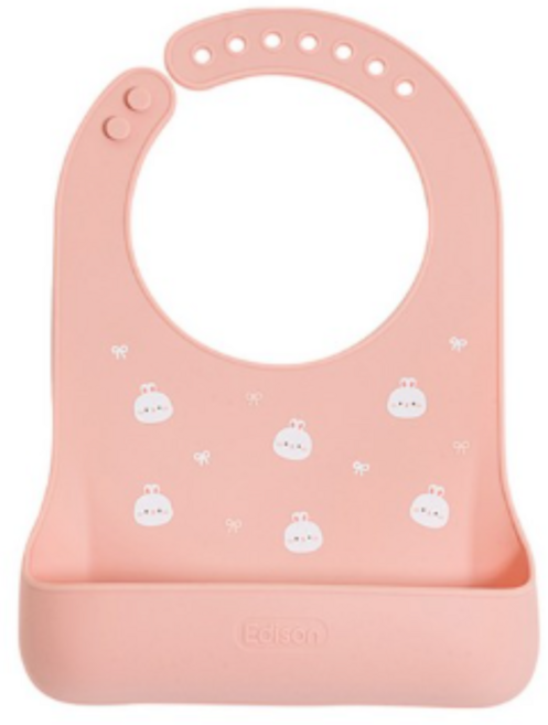 에디슨 프렌즈 베이비 실리콘 턱받이, PINK RABBIT (핑크래니), 1개입, 3개