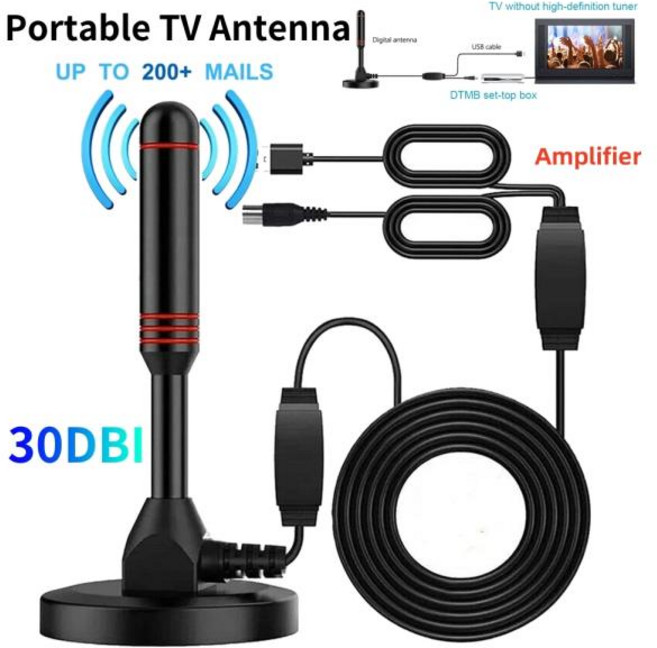 TV안테나 HD 디지털 TV 안테나 실내 증폭 DAB 앰프 부스터 VHF UHF 빠른 응답 야외 항공 세트 고이득 200 마일, 02 Planar Antenna, 1개