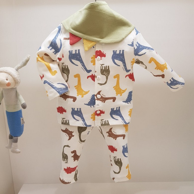 아가방 봄 베이비페어 턱받이세트 공룡 남아 유아 실내복 상하세트 신축성 편안한 유아 상하 신생아 외출복 추천 이쁜 내복 백일 돐 놀이복 무형광 면 상하세트