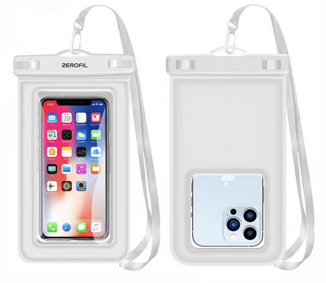 제로필 IPX8등급 스마트폰 방수케이스 방수팩 + 길이조절 넥스트랩 + 암밴드 + 손목스트랩, 1개, 화이트