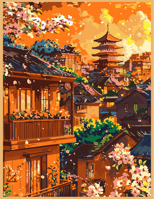 온메이드 DIY 명화그리기 그림그리기 세트 MD-220, 1개, 40 해질녘 풍경