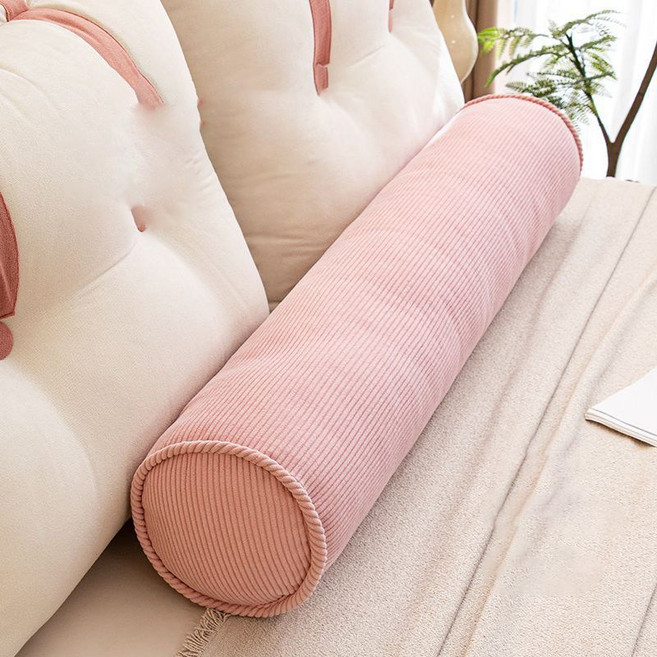Veralool 바디필로우 부드러운 코듀로이 커버 롱쿠션 솜중량업 일자형 원통 사계절 골덴 긴베개, 핑크