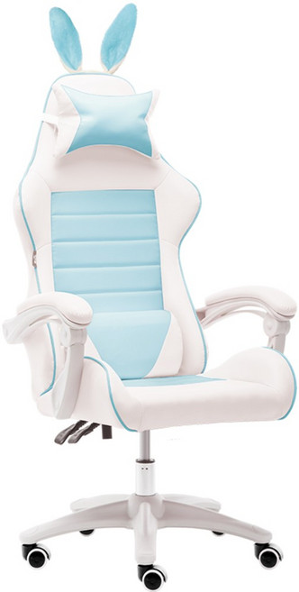 PC방 컴퓨터의자 여자 가성비게이밍의자 BJ개인방송 비제이라이브 여캠 분홍 핑크 컴의자, H. 스노우블루 + 나일론 발