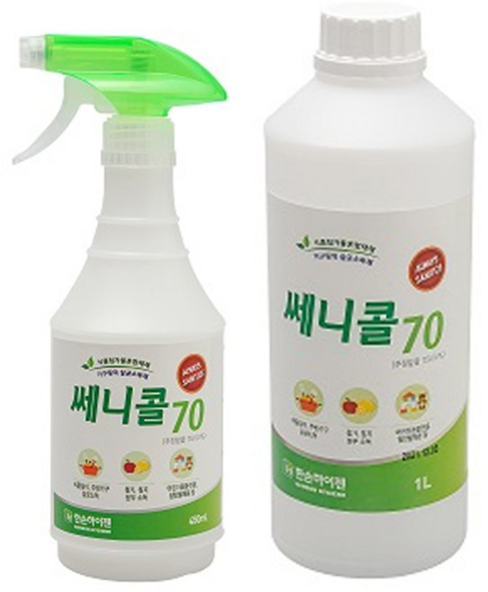 쎄니콜70 에탄올 살균소독제 뿌리는소독제, 살균소독제/발효알콜59%/, 1개, 1L