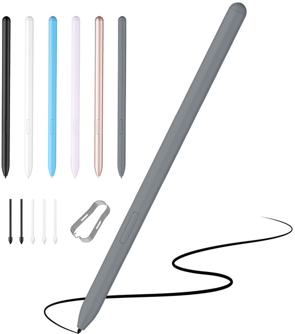 JAMJAKE 갤럭시탭 스마트폰 노트 S펜 와콤 호환 EMR 무충전 태블릿 터치펜 Galaxy Tab S6~S9 시리즈 호환, 1개, 그레이