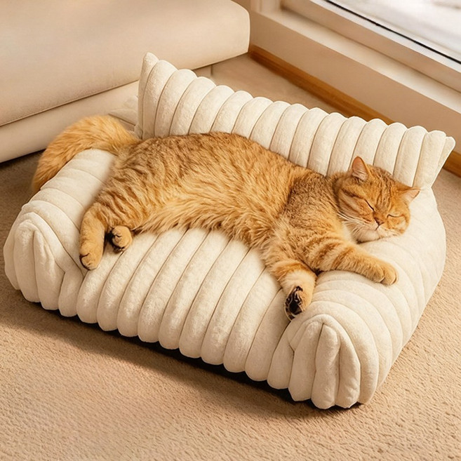 VERTEX 반려동물 사계절 쿠션 소파 침대, 1개, 화이트