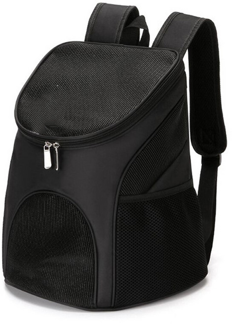 강아지 앞가방 3면 통풍 백팩형 고양이 반려동물 이동가방 봄 가을 산책, 1개, 검은색