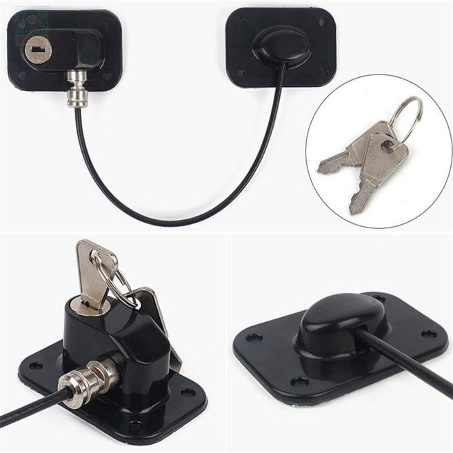 김군만물상 열림방지 열쇠형 와이어 잠금장치 화장실잠금장치, 블랙