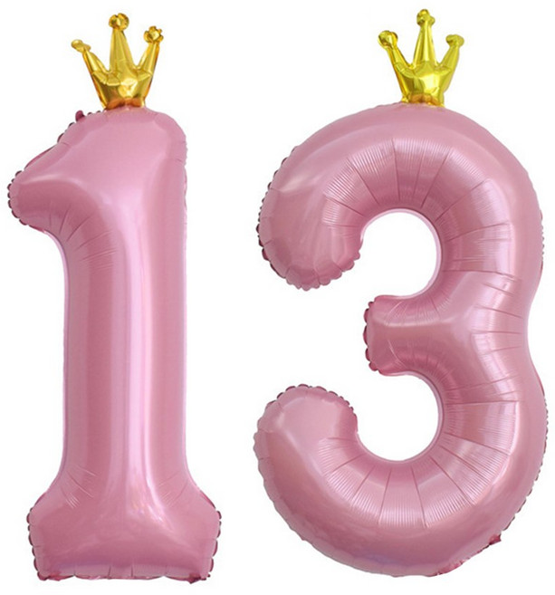이벤트홀릭 초대형 왕관 숫자은박풍선, 핑크 13