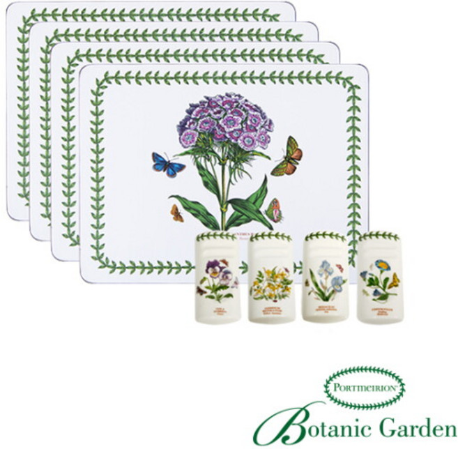 [포트메리온] 식탁매트(중) 4p and 한수저 받침대 4p(BG), 4개, 중, 보타닉가든