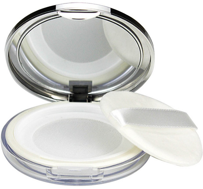 휴대용 탄력 파우더 용기 (쿠션퍼프 포함), 1개, 실버