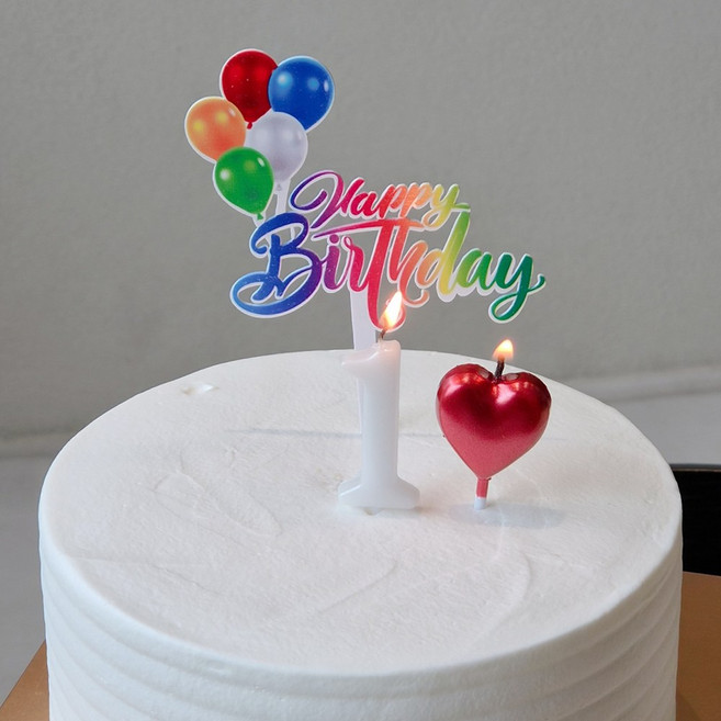 화이트숫자초 올넘버+ 생일토퍼 + 하트초 세트, 1개, 30g, 무향