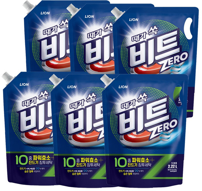 비트 제로 ZERO 액체세제 일반 드럼 겸용 리필형 -T.C, 2.7L, 6개