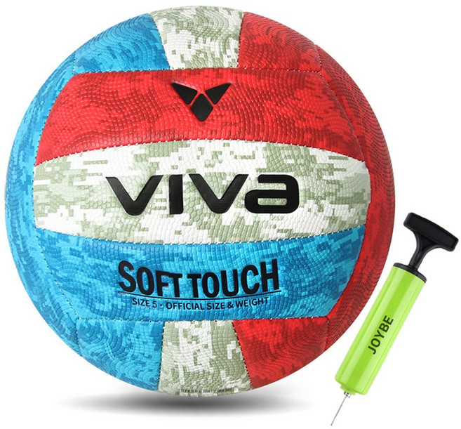 비바스포츠 소프트터치 배구공 레드 + 블루 SC3000, 1개, SC3000 + JOYBE 공펌프