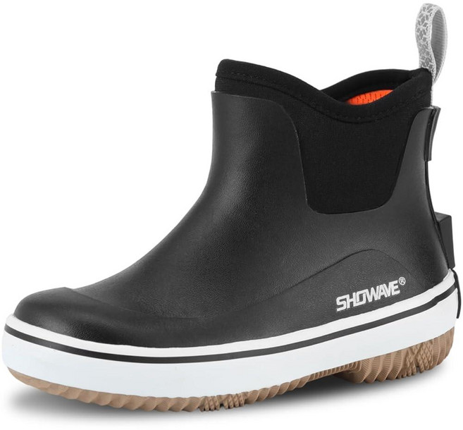 Showave Kid's Rain Boots Lightweight Rubber Waterpoof Mud Booties Toddlers Boys Girls Deck Boots E