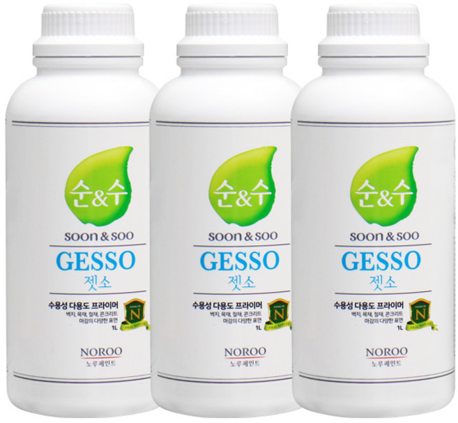 노루페인트 다용도용 순앤수 젯소 1L, 백색, 3개