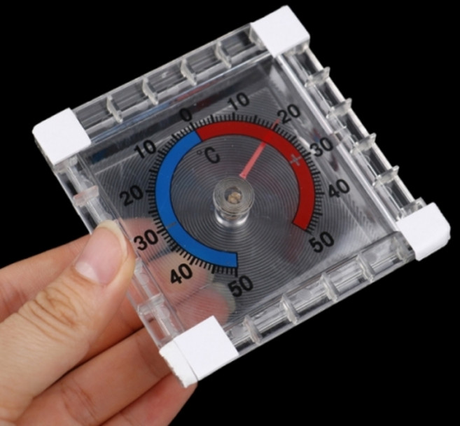 소형 사각 온도계 - 실내외 실외설치용 - 투명 플라스틱 온도측정기, 1개