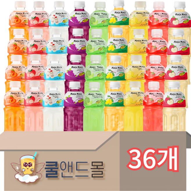 [쿨앤드몰] 모구모구 9종혼합 복숭아+리치+파인애플+포도+망고+멜론+딸기+사과+블랙커런트, 36개, 320ml