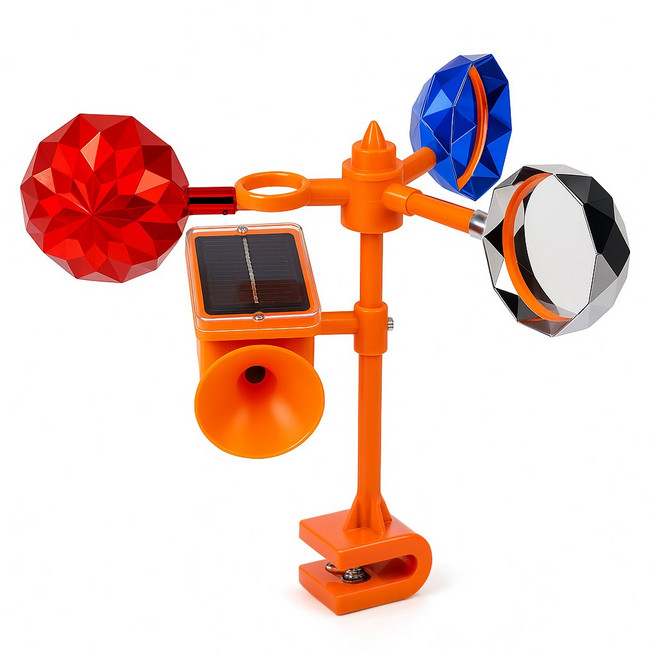 조류 퇴치 비둘기 까치 까마귀 퇴치기 볼트형바람개비+태양광확성경보기, 1세트