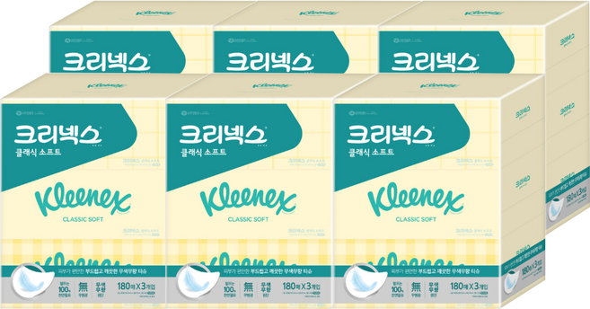 크리넥스 각티슈 클래식 180매, 180개입, 18개