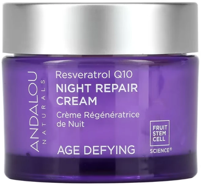 Andalou Naturals 나이트 리페어 크림 레스베라트롤 Q10 (50 ml) / 노화 방지 항산화 영양 크림, 1개, 50ml - 쿠팡