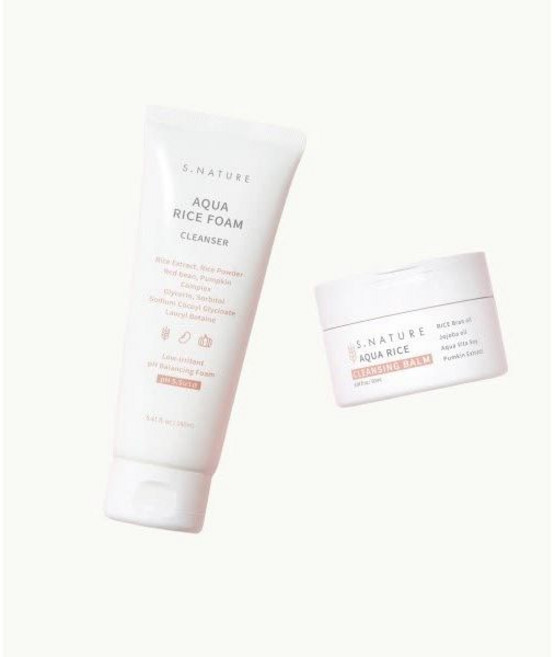 에스네이처 아쿠아 라이스 클렌징밤 90ml 약산성 클렌징폼 80ml, NONE, 1