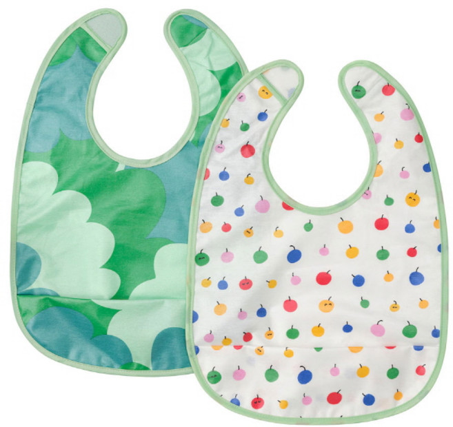 이케아 턱받이 유아턱받이 아기턱받이 방수턱받이 힘멜스크 BUSSIG 그뢴핑크 2p 마트브로, 멀티컬러, 1세트, 2매