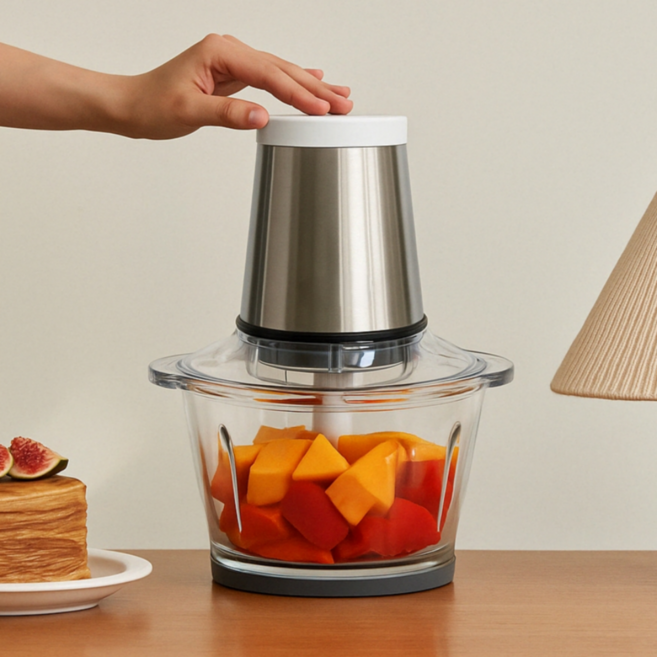 초강력 만능 다지기 마늘 고기 야채 올인원 초퍼 분쇄기 글라스 스텐, 프리미엄 초퍼