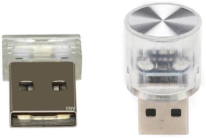 [발통마켓] 차량용 USB 무드등 RGB 자동차 엠비언트 라이트 풋등, 사각USB(옴화이트), 1개