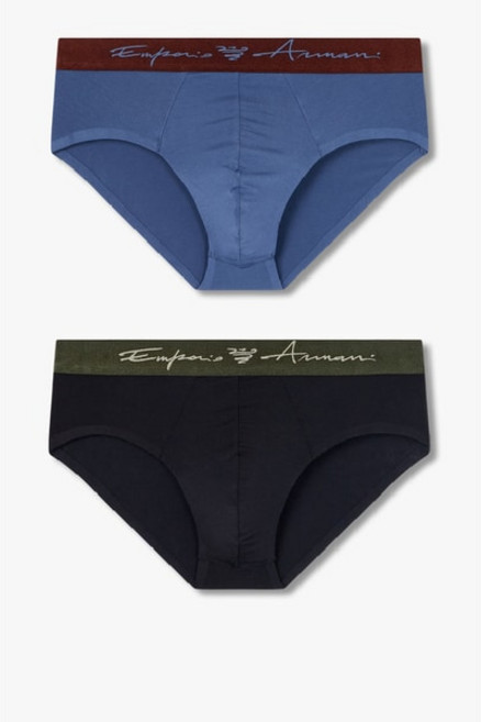 매장정품 EMPORIO ARMANI UNDERWEAR 엠포리오 아르마니 언더웨어 남성 커시드 로고 밴딩 브리프 2종SET(0815111014 0815111015) 1710321
