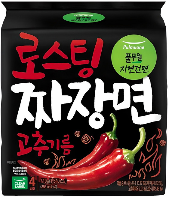 풀무원자연건면 고추기름 로스팅 짜장면 102.5g, 4개