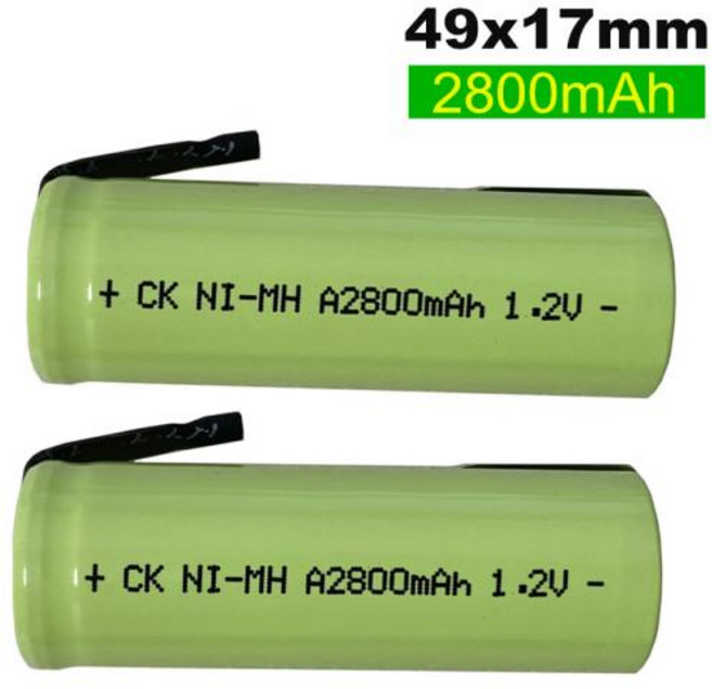 2개/몫 2800mah 17500 1.2V 배터리 NI-MH (브라운 Oral-B Triumph 4000 전동 칫솔 용 탭 포함)