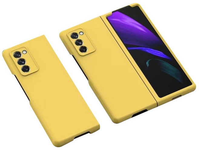 갤럭시 Z폴드2 케이스 흰지 보호 전면 투명 커버 폴더형 하드케이스, 옐로우