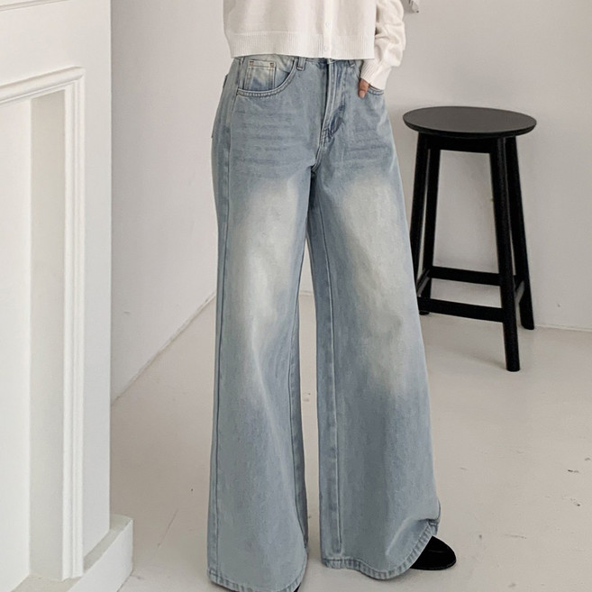 쏘옷 여성용 베러무드 여성 데일리 워싱 와이드 데님 팬츠